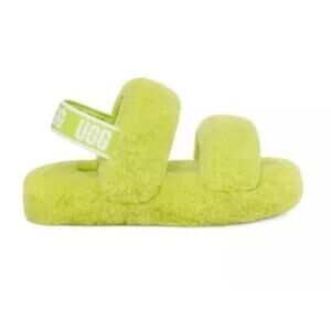 Ugg Fluff Key Lime Oh Yeah Fur Slingback Baby Infant Slippers, 6